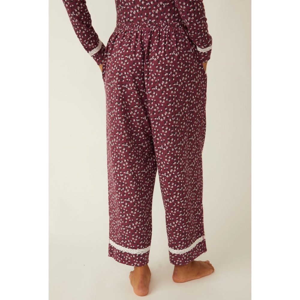 FREE PEOPLE Sugar Dreams Sleep Pants / Wine Combo - Picture 4 of 6